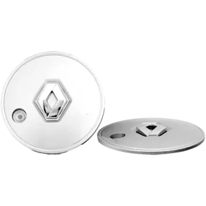 <br><strong>COP032</strong><br/>MEDIA COPA RIN DE RENAULT SANDERO GT LINE GRIS LOGO CROMADO