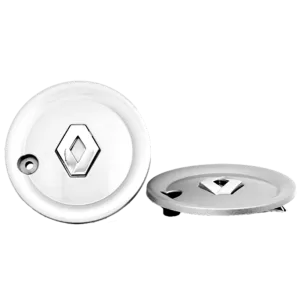 <br><strong>COP037</strong><br/>MEDIA COPA RIN DE RENAULT SANDERO GRIS LOGO CROMADO