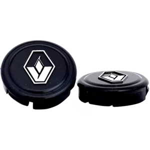 <br><strong>COP043</strong><br/>COPA RIN DE RENAULT ESTAMPADA NEGRA LOGO PLATEADO
